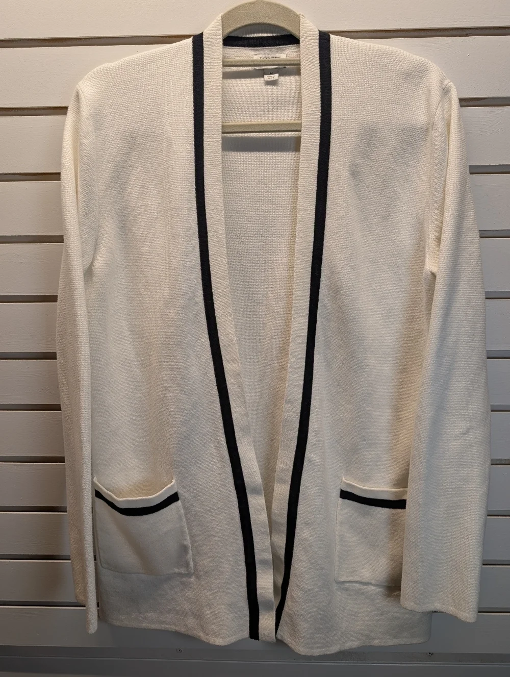 J. Crew Tipped Open Front Cardigan Size M 100% Cotton Like New!